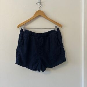 J. Crew Easy Linen Blend Cotton Pull On Shorts in Navy | Size Medium